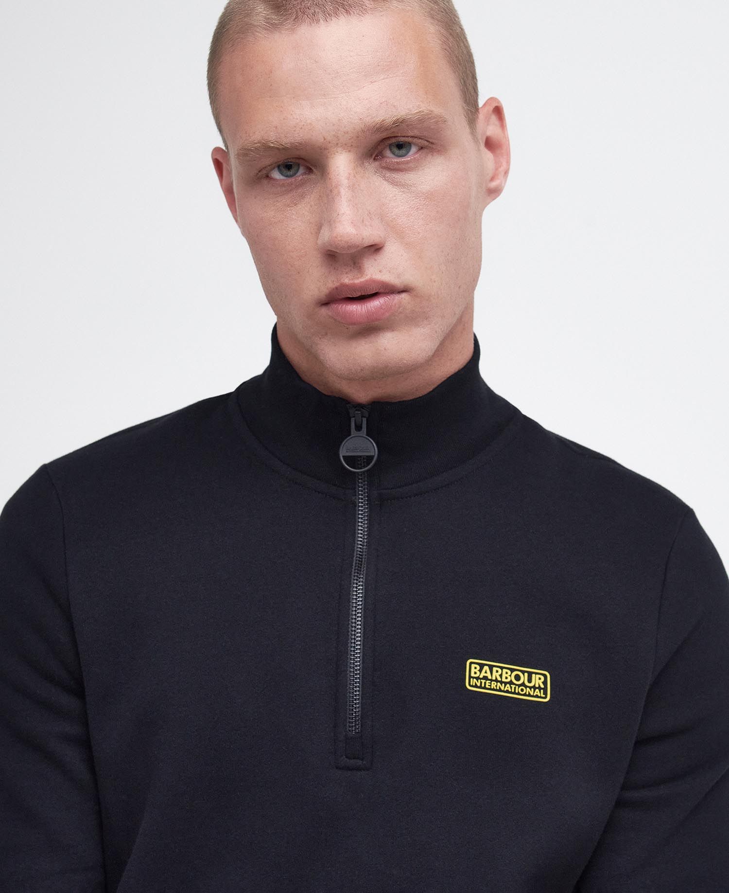 B.Intl Essential Half Zip Sweatshirt in Black | Barbour