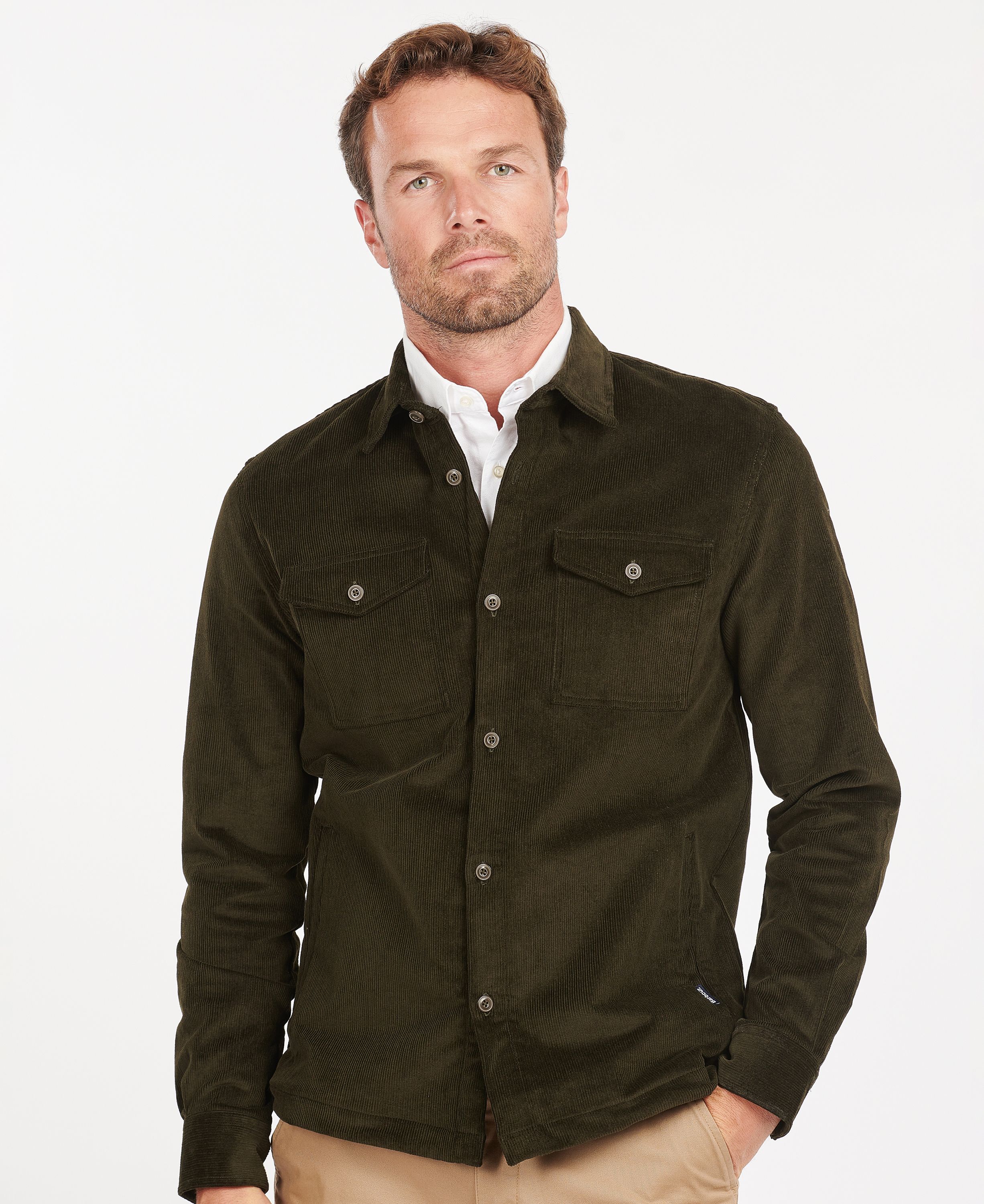 Barbour Cord Overshirt in Green Barbour