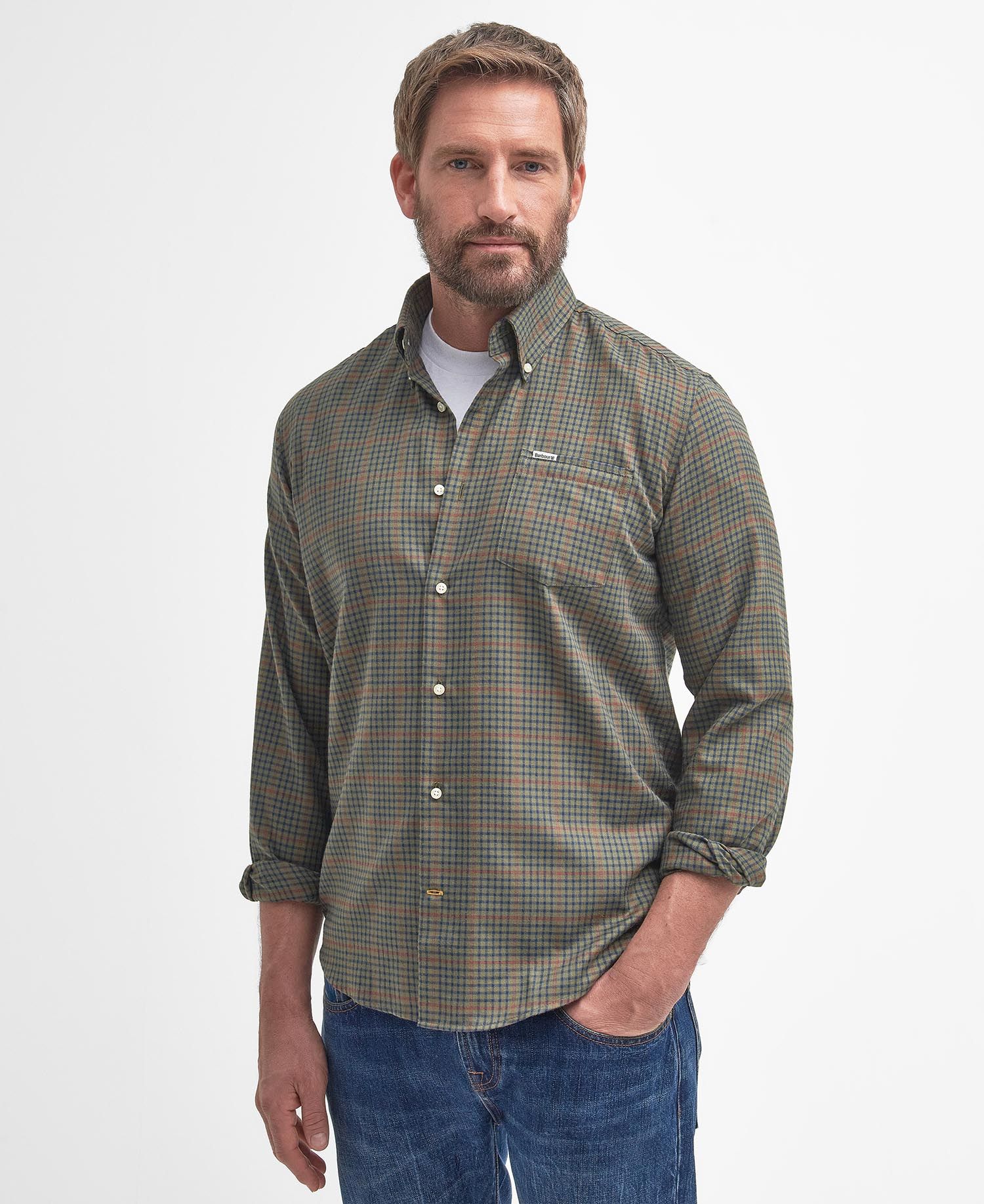 Shop the Barbour Henderson Thermo Weave Shirt in Olive Barbour