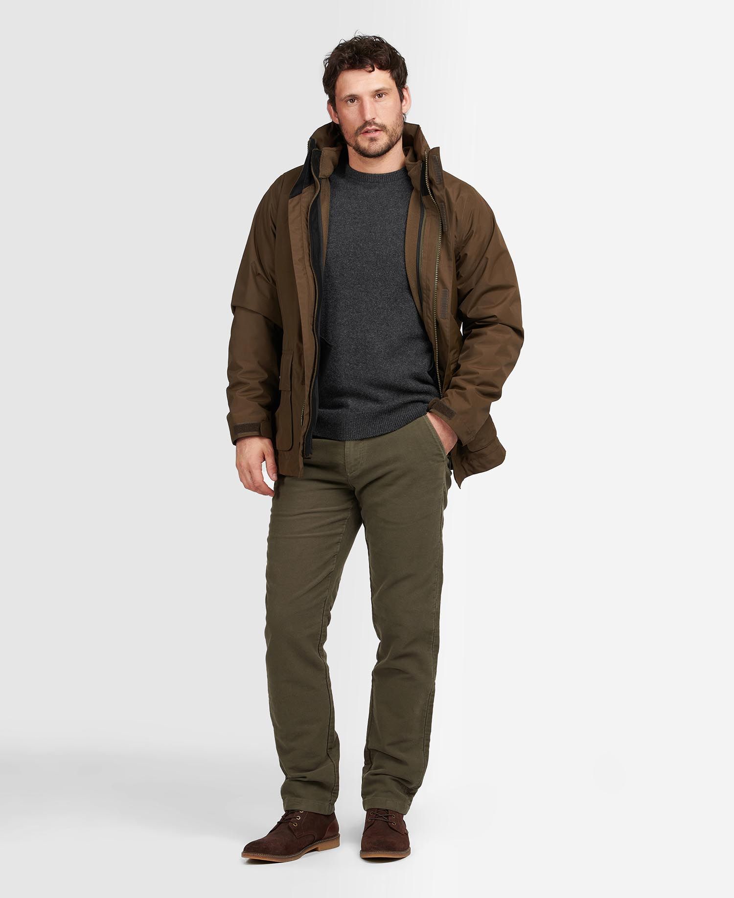 Shop the Barbour Neuston Moleskin Trouser in Olive Barbour