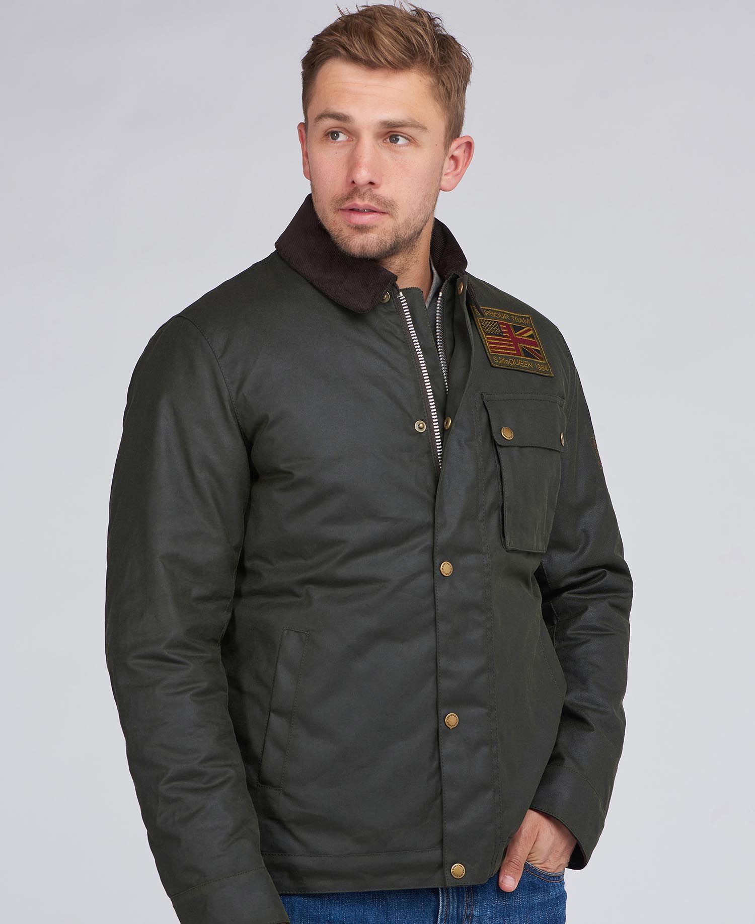 Barbour international gauge outlet wax jacket black