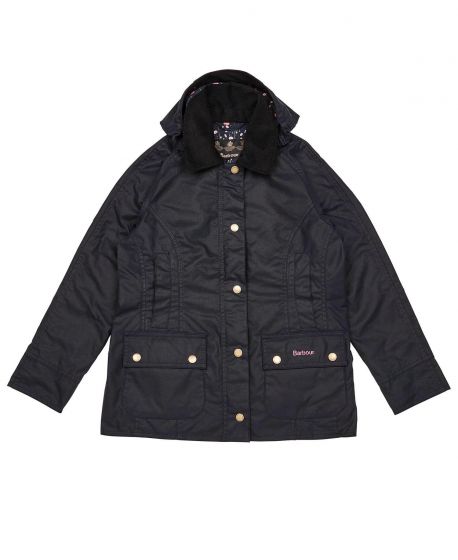 Barbour Girls Hooded Beadnell Waxed 