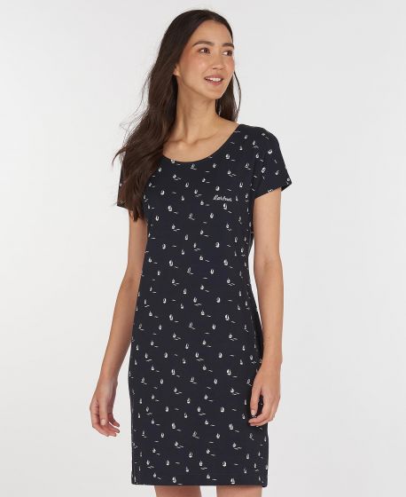 Barbour Harewood Print Dress in Navy 