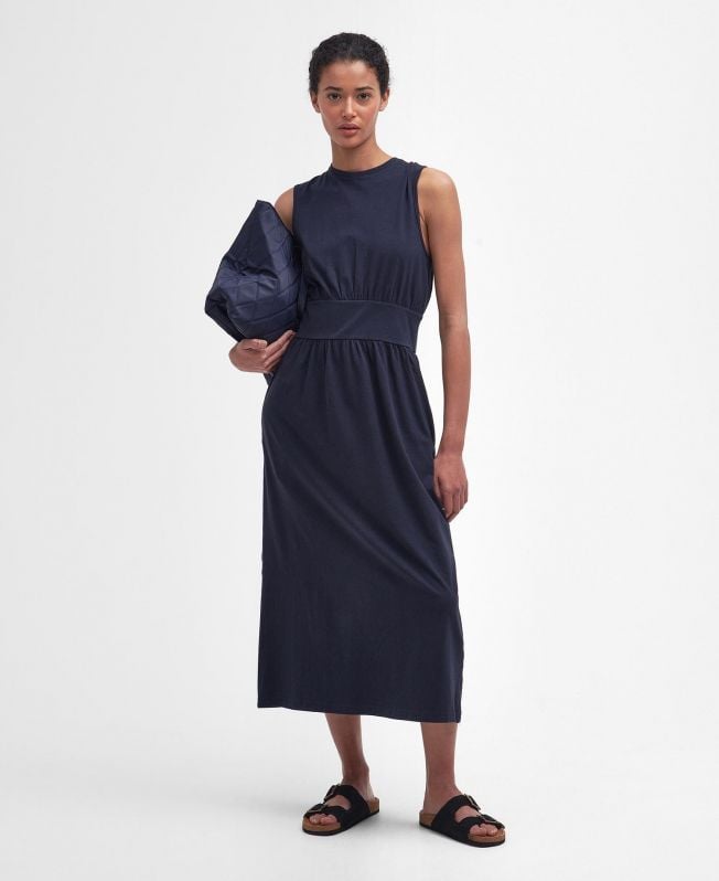 Shop the Maisie Sleeveless Midi Dress in Navy today. Barbour