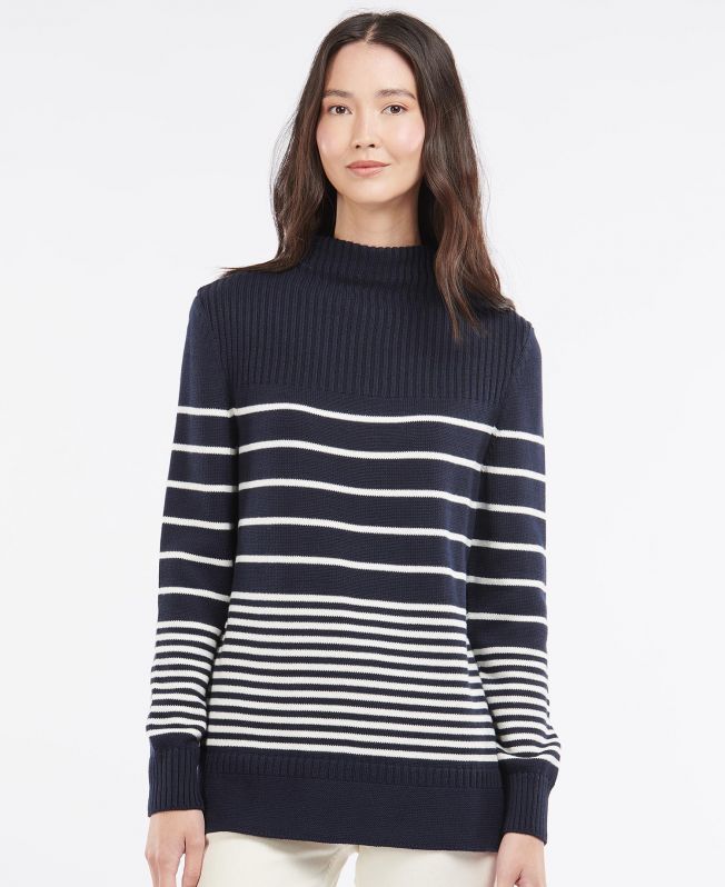 Shop the Barbour Stripe Guernsey Knit in Navy Barbour