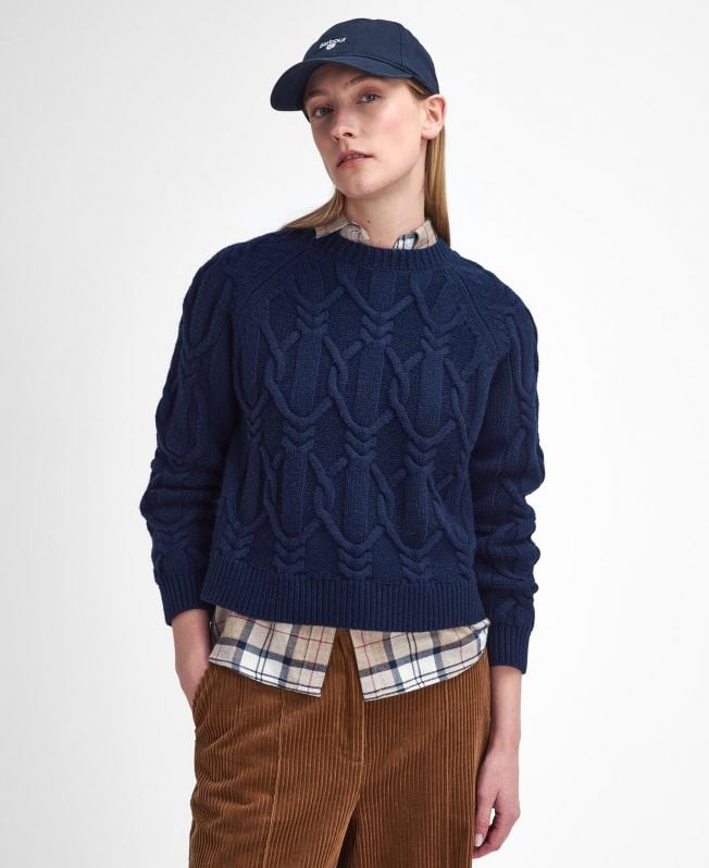 Shop the Barbour Elisha Cable Knit Jumper in Navy today. Barbour