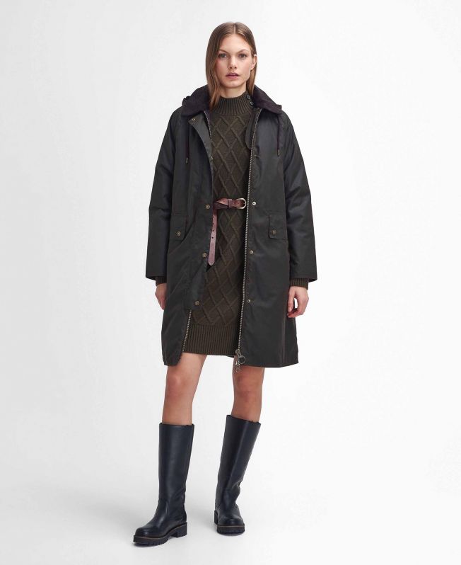 Barbour mid length coat on sale