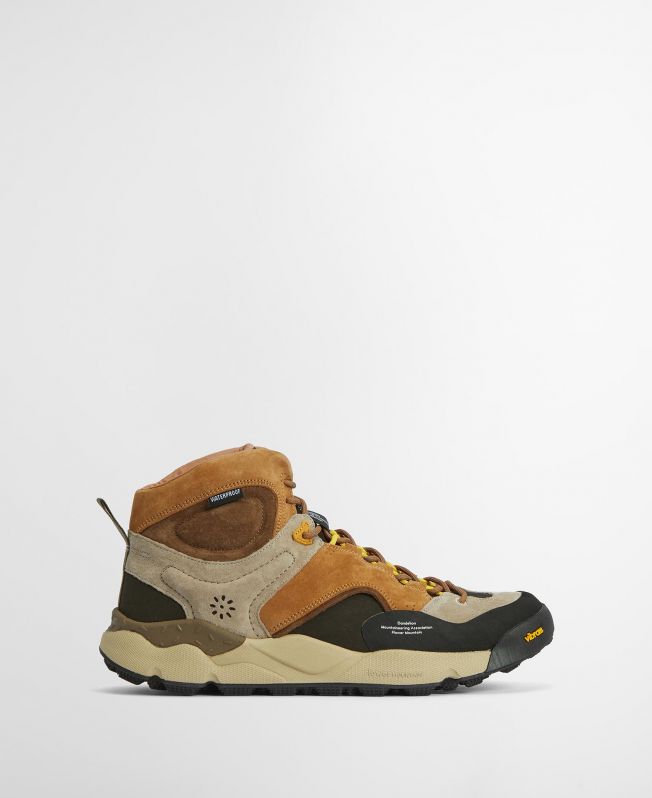 Barbour x Flower Mountain Back Country Uni Mid Trainers Mens Brown Beige Size 45