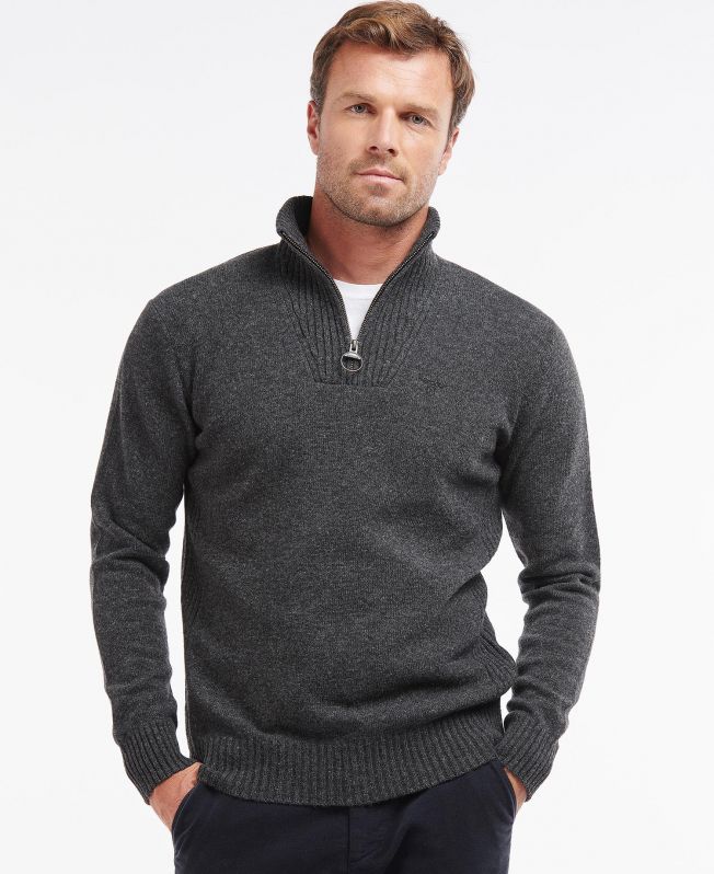 Men's barbour essential lambswool half zip sweater best sale