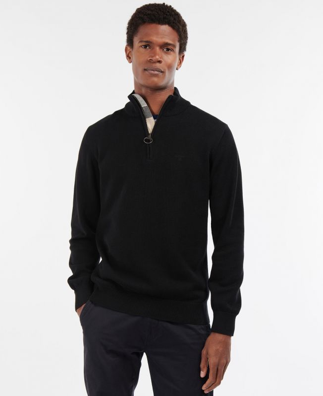 Shop the Barbour Cotton Half Zip in Black | Barbour