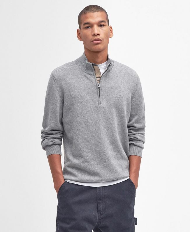 Barbour Cotton Half Zip in Grey | Barbour