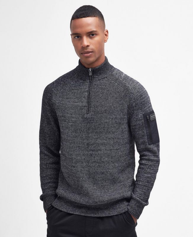 Band collar hotsell zipper gingham sweaters