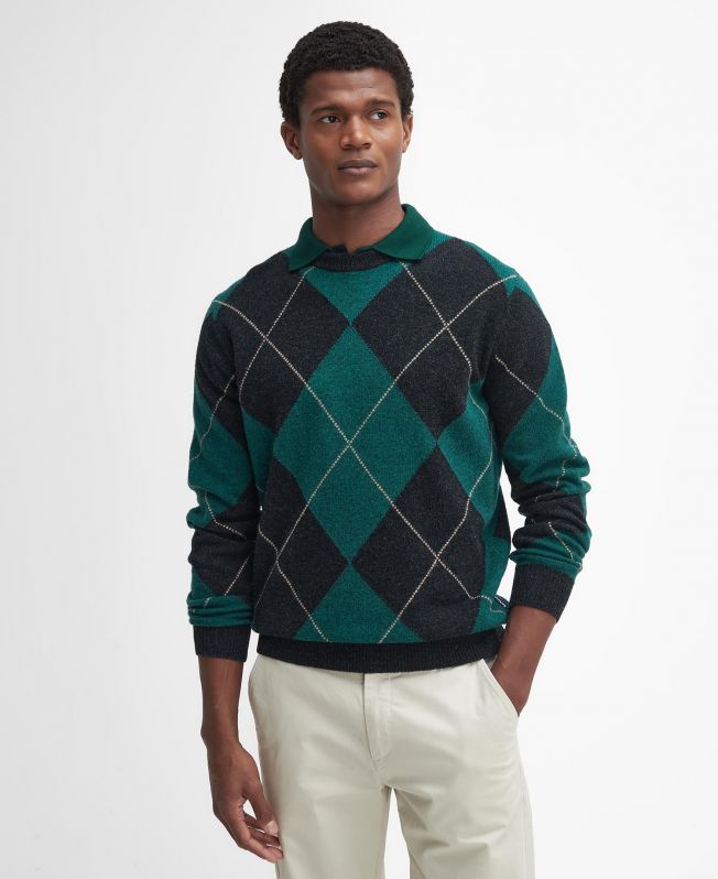 Shop the Barbour Sutherwell Argyle Crew Neck Jumper in Black today. Barbour