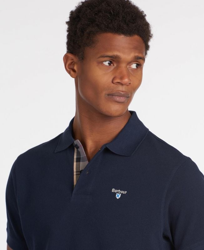 Barbour Tartan Pique Polo Shirt in Navy | Barbour