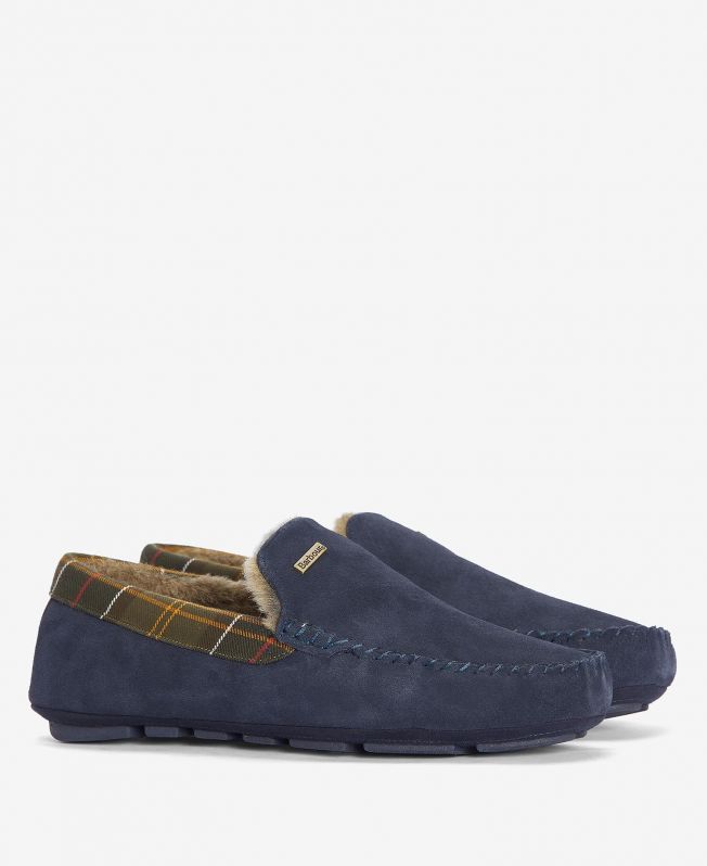 Barbour Monty Slippers in Navy Suede Barbour