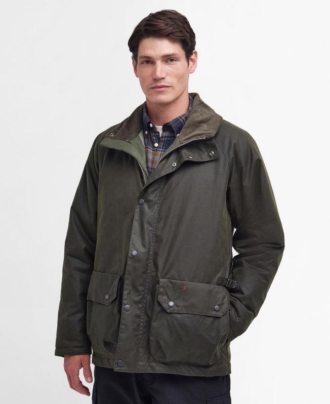 Shop the Barbour Saltburn Waxed Jacket in Green today. | Barbour