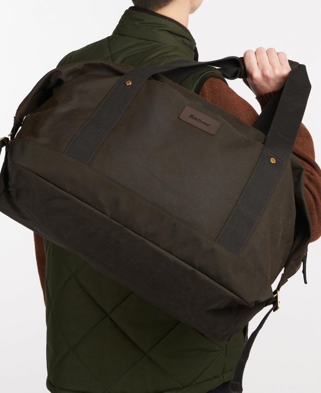 Shop the Barbour Essential Wax Holdall in Olive Barbour