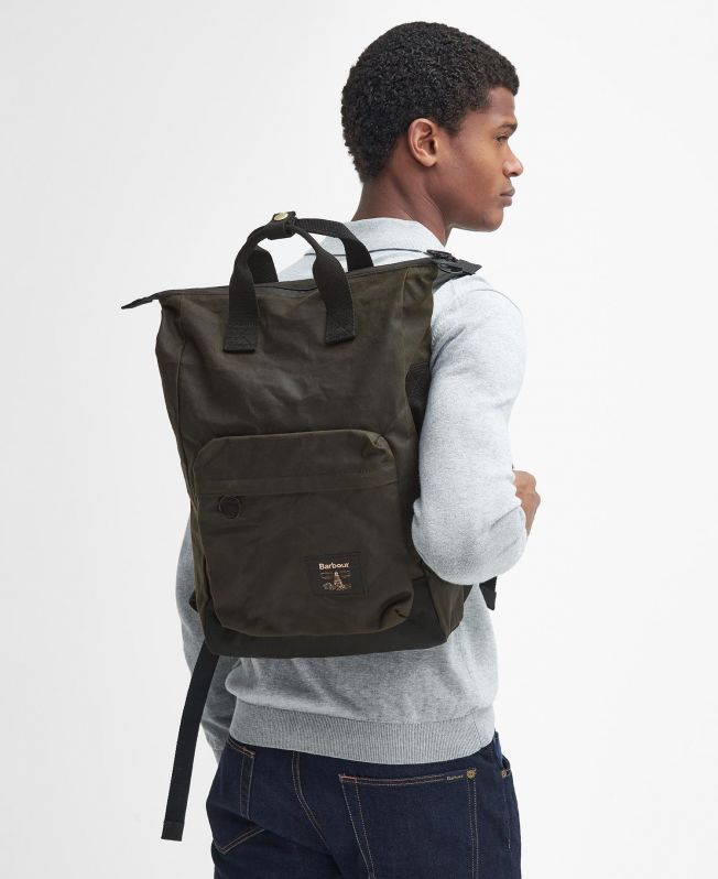 Barbour Field Waxed Backpack Unisex Olive Black Size One Size