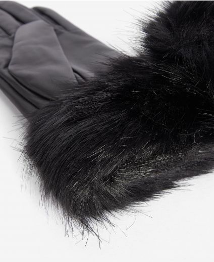 Barbour Faux Fur Trimmed Leather Gloves