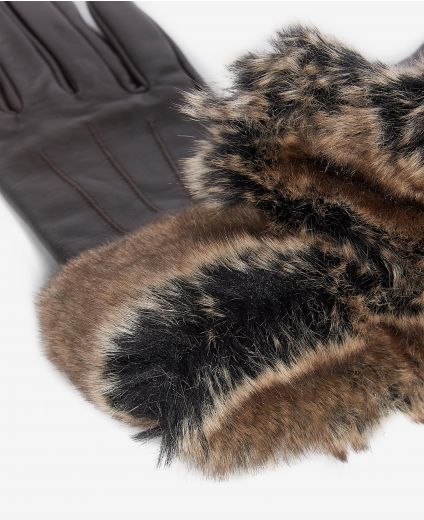Barbour Faux-Fur Trimmed Leather Gloves