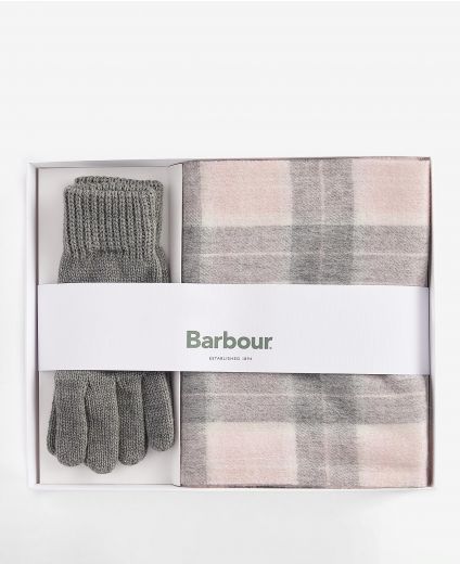 Barbour Set sciarpa e guanti in lana Tartan