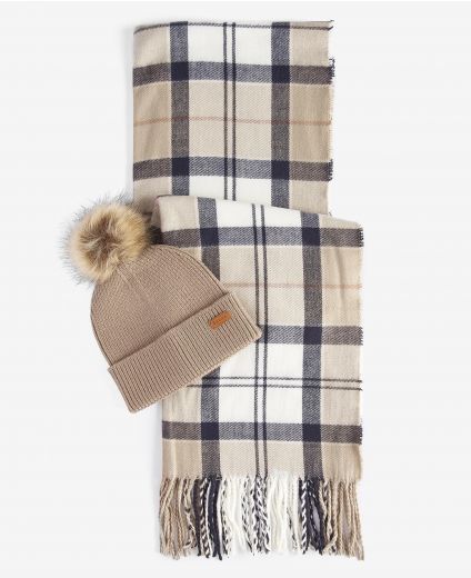 Barbour Dover Beanie & Hailes Scarf Gift Set