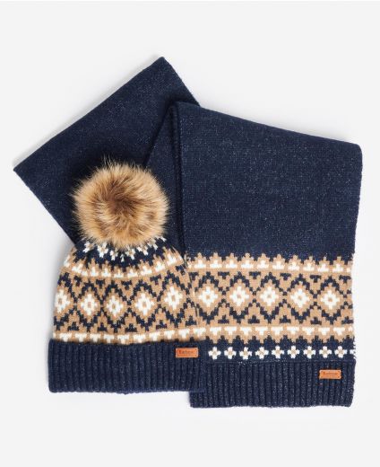 Barbour Eden Fairisle Beanie & Scarf Gift Set
