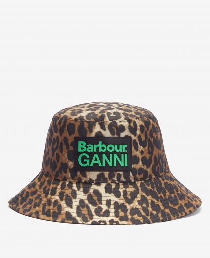 Barbour x GANNI Bucket Hat Waxed Leopard