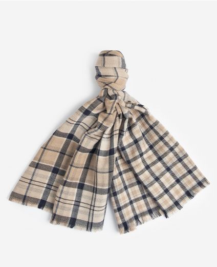 Barbour® Isla Tartan Boucle Scarf - Pearl Grey Tartan - Nowells Clothiers