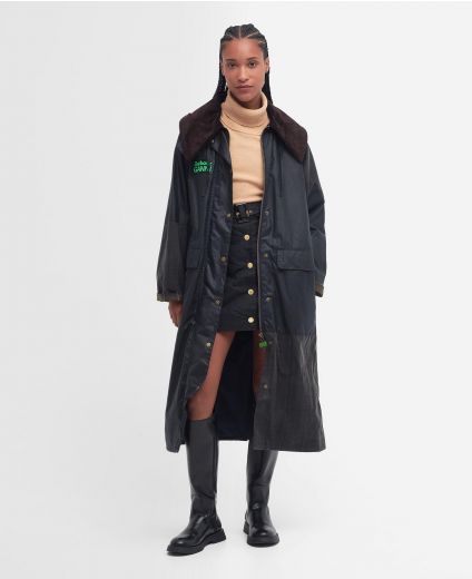 Barbour Womens Reversible Cedar Trench - Dark Pearl/ Stone