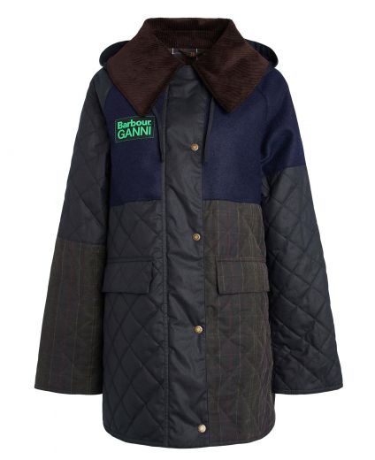 Barbour x GANNI Short Burghley Quilted Wax Jacket