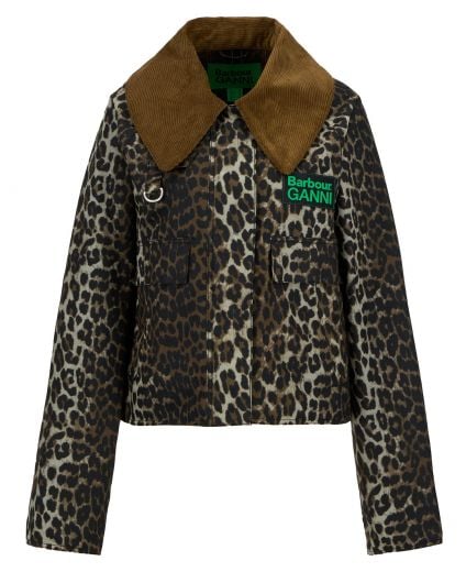 Barbour x GANNI Leopard Print Waxed Jacket