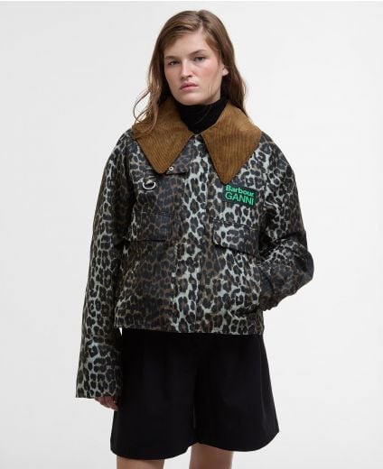 Barbour x GANNI Leopard Print Waxed Jacket
