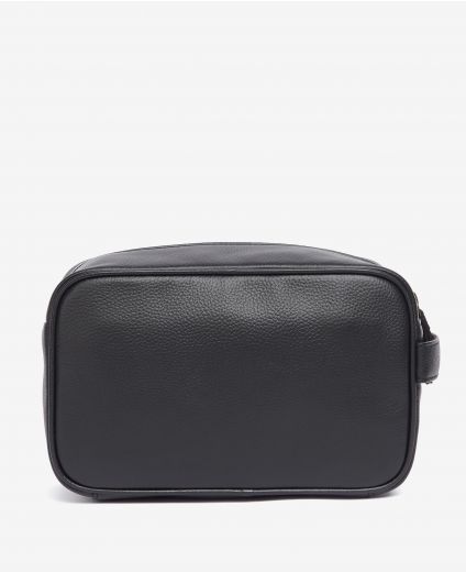 Debossed Logo Leather Washbag