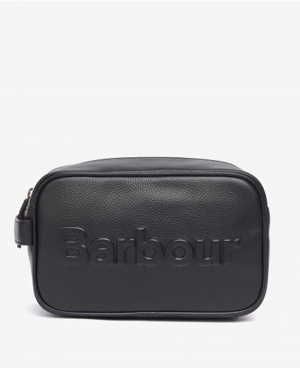 Debossed Logo Leather Washbag