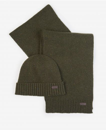 Barbour Carlton Fleck Beanie & Scarf Gift Set