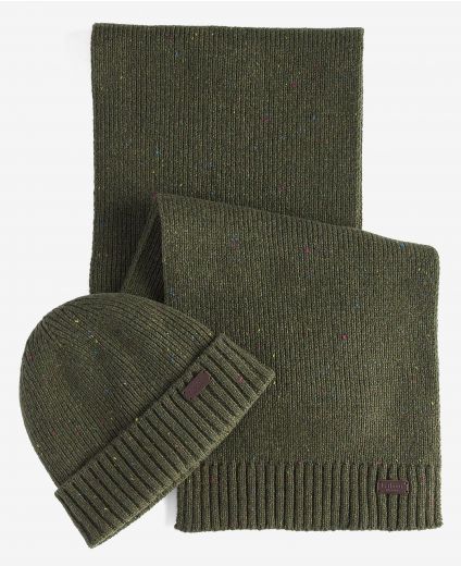 Barbour Geschenkset Beanie & Schal Carlton Fleck