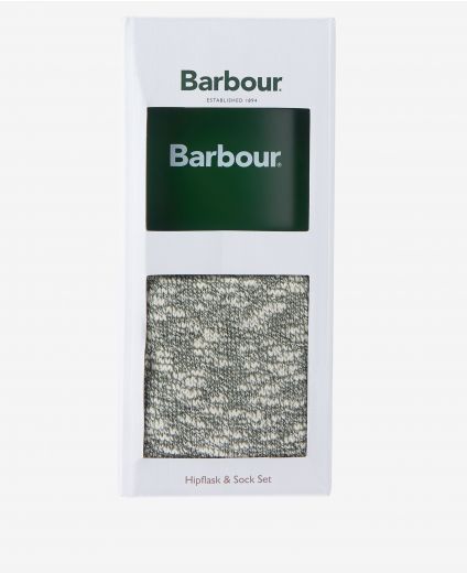 Barbour Hip Flask and Sock Gift Set