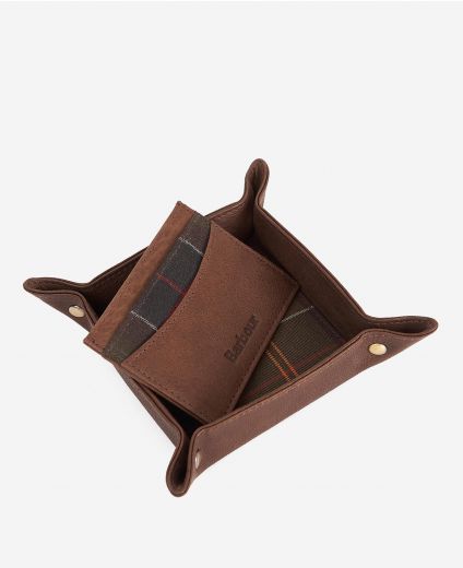 Barbour Leather Valet Tray and Card Holder Gift Set