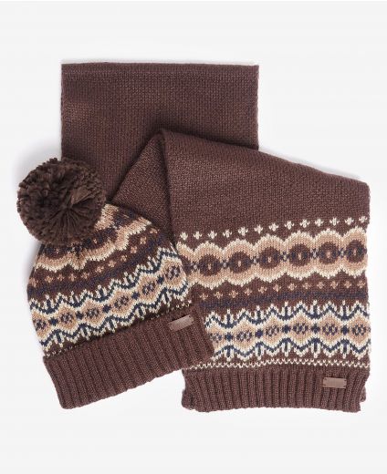 Barbour Fairisle Beanie & Scarf Gift Set