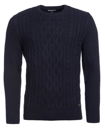 Mens Plain Crew Neck Cable JumperKnitted Sweater 