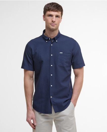 Longhall Seersucker Tailored Short-Sleeved Shirt