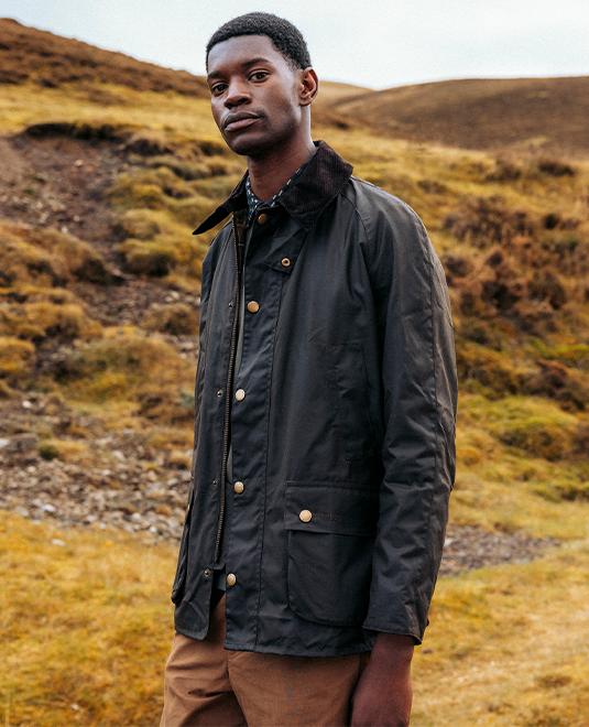 Barbour Ashby Wax Jacket in Navy