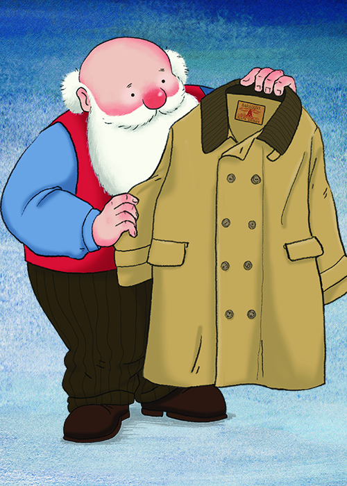 Father Christmas holding the Haydon archive jacket