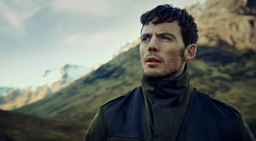 Sam Claflin styles Barbour Gold Standard AW20 at Glencoe Scotland Sam Claflin styles Barbour Gold Standard AW20 at Glencoe Scotland