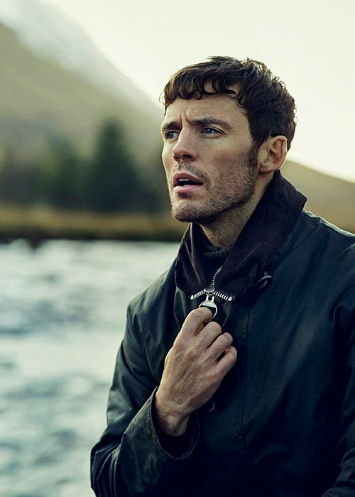 Sam Claflin styles Barbour Gold Standard AW20 at Glencoe Scotland Sam Claflin styles Barbour Gold Standard AW20 at Glencoe Scotland