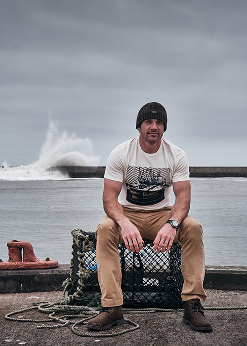 Mark Peart wears the Barbour AW20 Stormforce collection Mark Peart wears the Barbour AW20 Stormforce collection