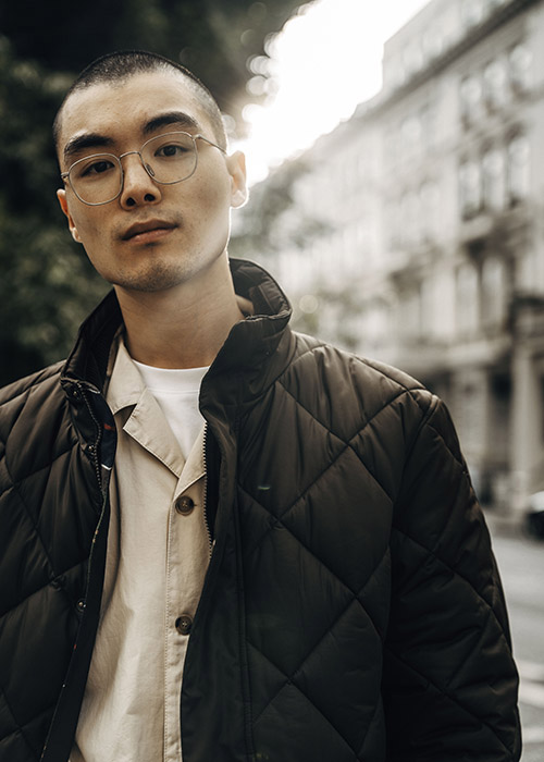 Anthony wears the AW21 Box Quilts collection Anthony wears the AW21 Box Quilts collection