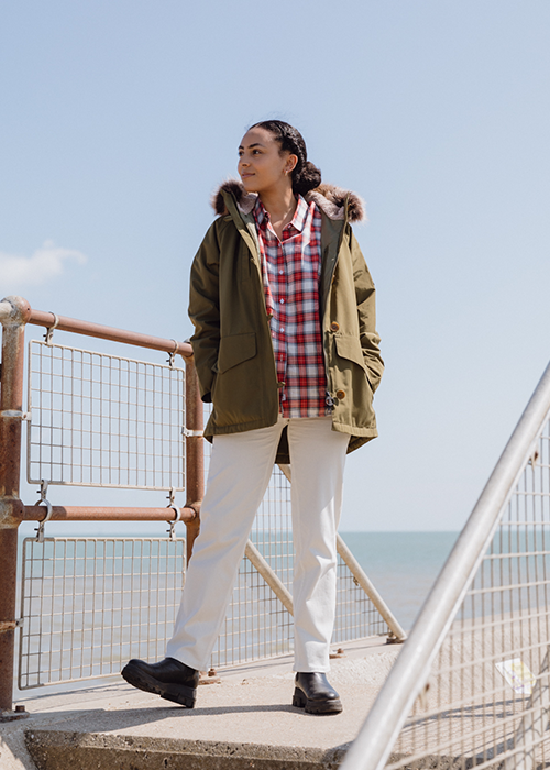Hayley Johnston wears the AW21 Coastal collection Hayley Johnston wears the AW21 Coastal collection