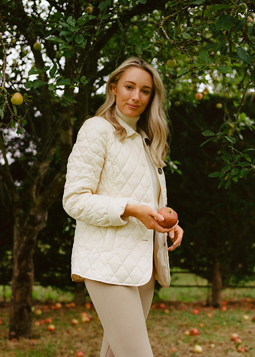 Josie styles the Barbour Re-engineered Diamond Quilts Collection AW21